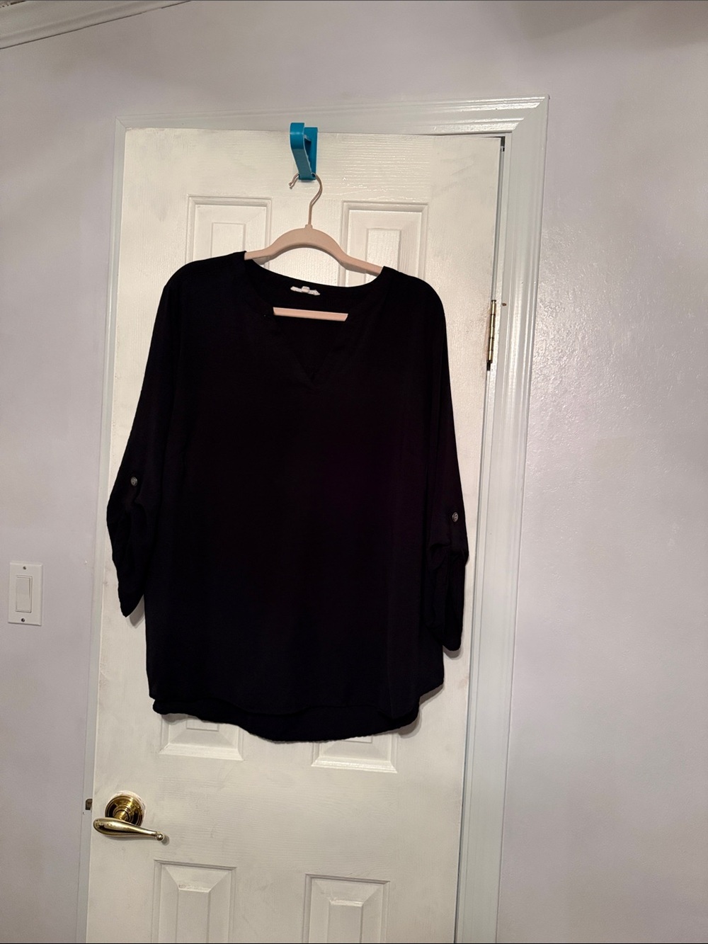 Maurices Black V-Neck Roll-Tab Tunic